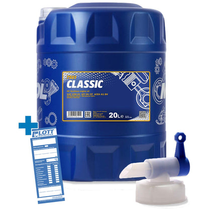 MANNOL Classic 10W-40 Motorenöl - 20L ACEA A3/B4 mit Hahn. Robuster Kanister mit Abfüllhahn. Schützt PKW-Motoren vor Verschleiß.