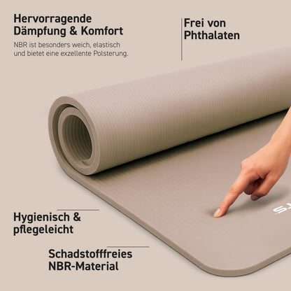 MSPORTS Gymnastikmatte Premium 190 x 100 cm NBR Beige-Caramel