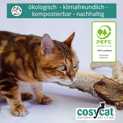 COSYCAT Bio Katzenstreu aus Holz, klumpend, staubfrei, 4 x 10 l
