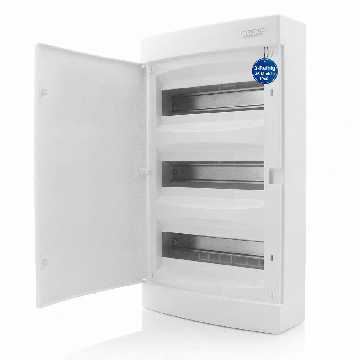 Intratec Sicherungskasten Aufputz 3-reihig IP40, 36 Module, weiss