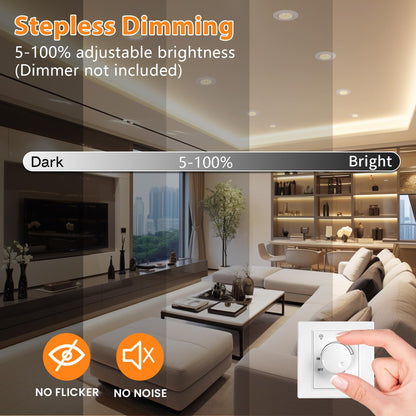 GeyouLux LED Einbaustrahler 230V dimmbar IP44 3000K 6er-Set