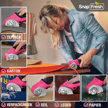 SnapFresh Elektrische Kartonschere 4V Akku-Rollschneider rosa