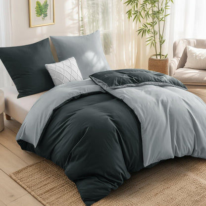 RUIKASI Bettwäsche 135x200 Baumwolle 4teilig Grau Wendebettwäsche