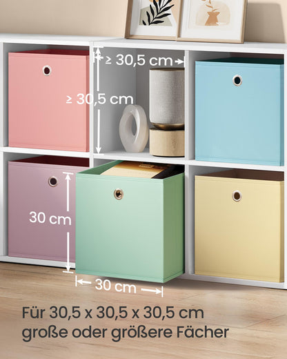 SONGMICS Aufbewahrungsbox 6er Set, faltbare Stoffbox 30x30x30 cm, bunt