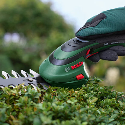 Bosch Isio Akku-Gras- und Strauchschere Set mit XL-Gartenhandschuhen