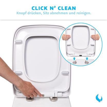 Bullseat WC Sitz eckig für Keramag Renova Nr. 1 Plan - Weiss Softclose