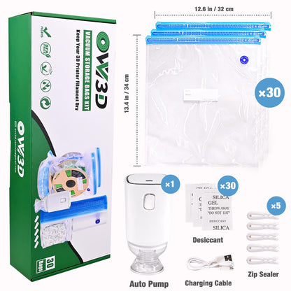 OVVNYXE OVV3D Filament Aufbewahrungs-Set, 30 Vakuumbeutel + Pumpe