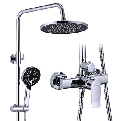 KeeGone Duschsystem mit Armatur, 26 cm Regendusche, höhenverstellbar, Edelstahl verchromt