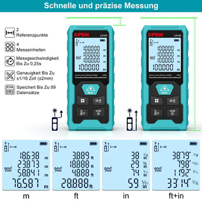 Kiprim LD100 Laserentfernungsmesser Grün 100 m mit USB-C-Akku