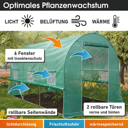 BRAST Foliengewächshaus mit Stahlfundament 200x300 cm, 6 m²