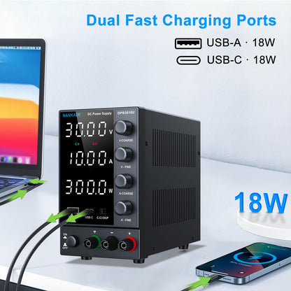 NANKADF Labornetzteil variabel DC 30V 10A mit USB-C