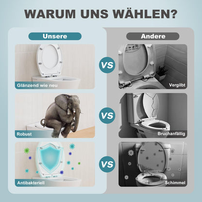 Meejee WC-Sitz mit Absenkautomatik, oval, weiss, Urea-Duroplast