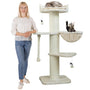 HAPPYPET Cooper Kratzbaum stabil - grosse Katzen 150cm Creme. Hoher, cremefarbener Kratzbaum für grosse Katzen zum Klettern und Krallenwetzen.