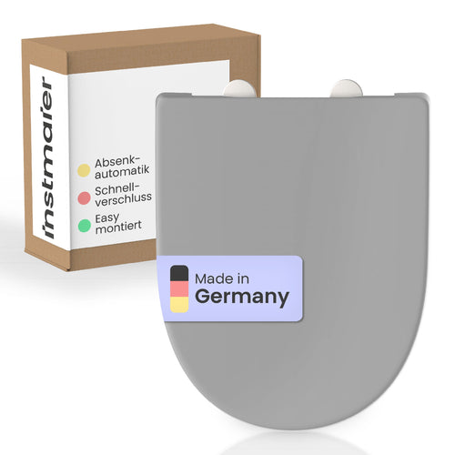 instmaier Alma WC-Sitz mit Absenkautomatik - Manhattan Grau D-Form. Grauer WC-Sitz in D-Form mit sanft schließendem Deckel für Toiletten.