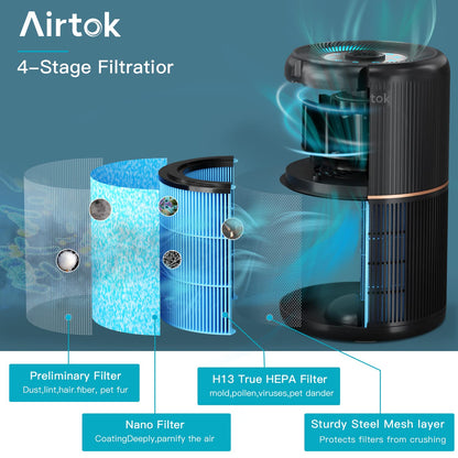 AIRTOK 2PC Luftreiniger HEPA Filter – Allergiker
