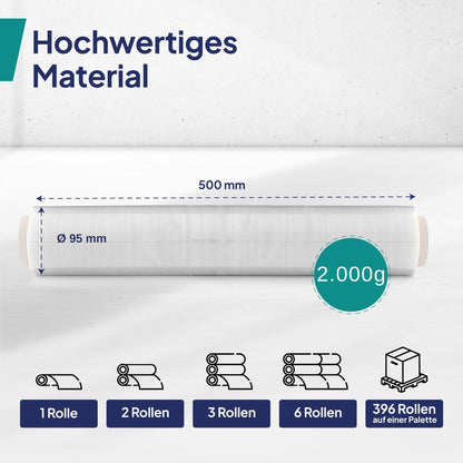 Inoverse Stretchfolie transparent, 6 Rollen à 50 cm x 300 m