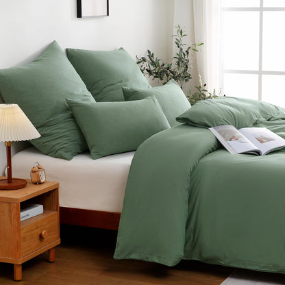 ATsense Bettwäsche Set Baumwolle 135x200 cm Grün 4-teilig