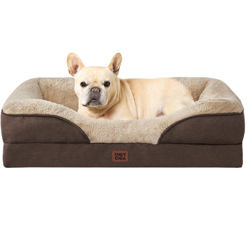 EHEYCIGA Orthopädisches Hundebett Memory Foam - Für kleine Hunde, Braun, rechteckig. Bietet Gelenkentlastung für kleine Hunde.