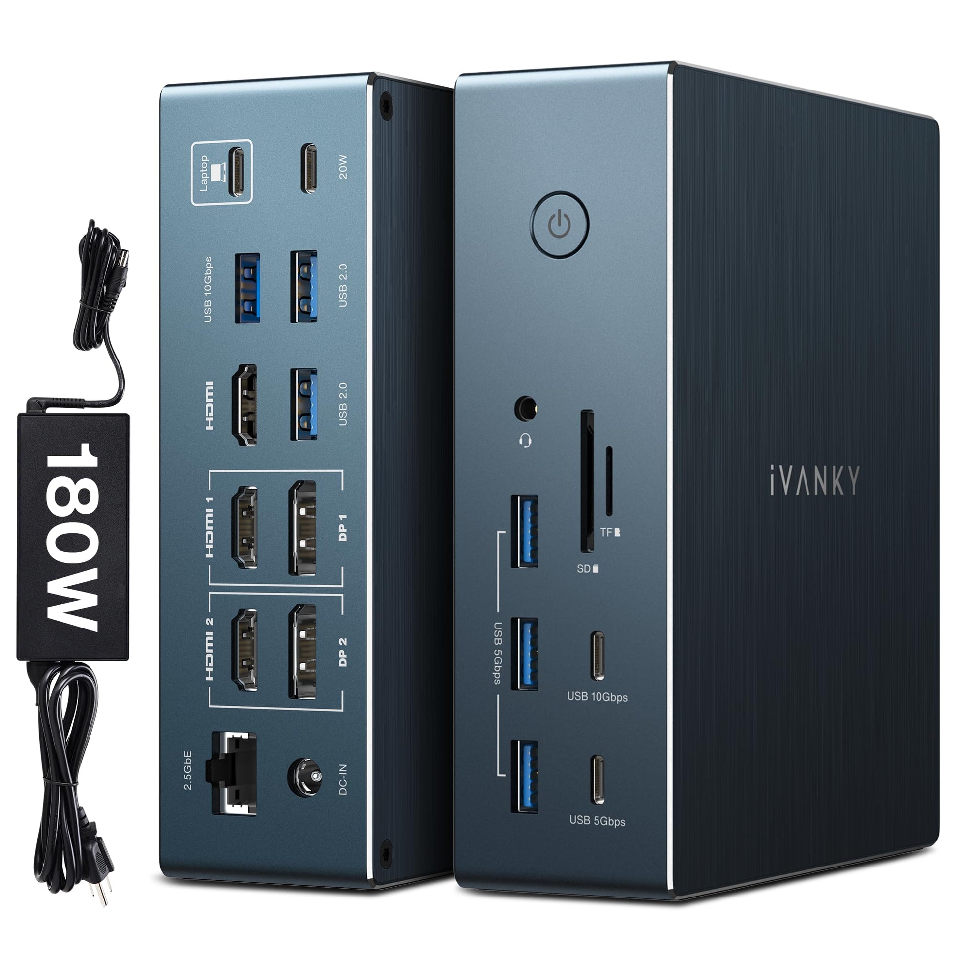 iVANKY 20-in-1 FusionDock Pro 2 DisplayLink Dock - Mac Triple 4K. Dunkelgraues USB-C Dock. Erweitert Mac um 20 Ports für Triple 4K.