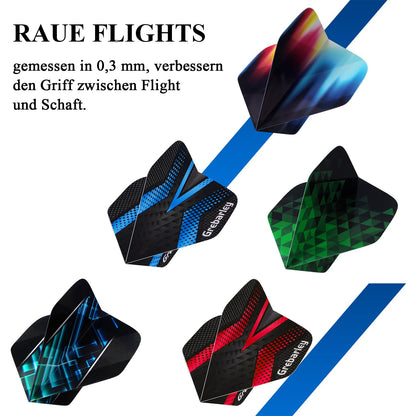 Grebarley Steeldarts Set, 12 Profi Dartpfeile mit Metallspitze