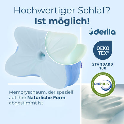 Derila Ergo Kopfkissen Memory Foam Nackenkissen für Seitenschläfer
