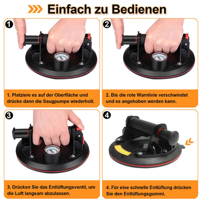 TQPXZO Saugheber 2er-Set 8 Zoll mit Manometer, 230 kg Tragkraft