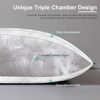 APSMILE Daunenkissen Kopfkissen 40x80 cm – 3 Kammern 2er-Set weiss