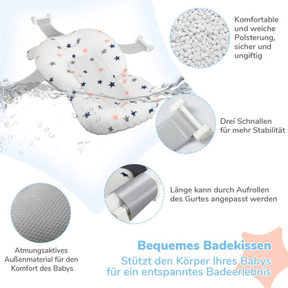 DEANIC Babybadewanne faltbar mit Kissen, Babywanne 0-12 Monate, Grau