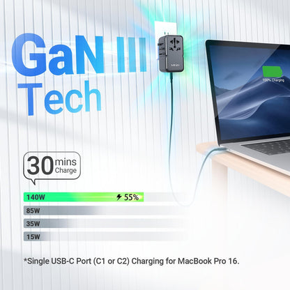 MINIX 170W GaN Reiseadapter Weltweit - 3C1A USB Ports