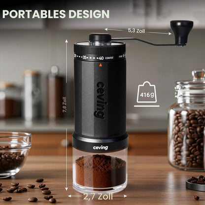 CEVING Hand-Kaffeemühle MCG-02 mit Edelstahl-Mahlwerk, 60 g