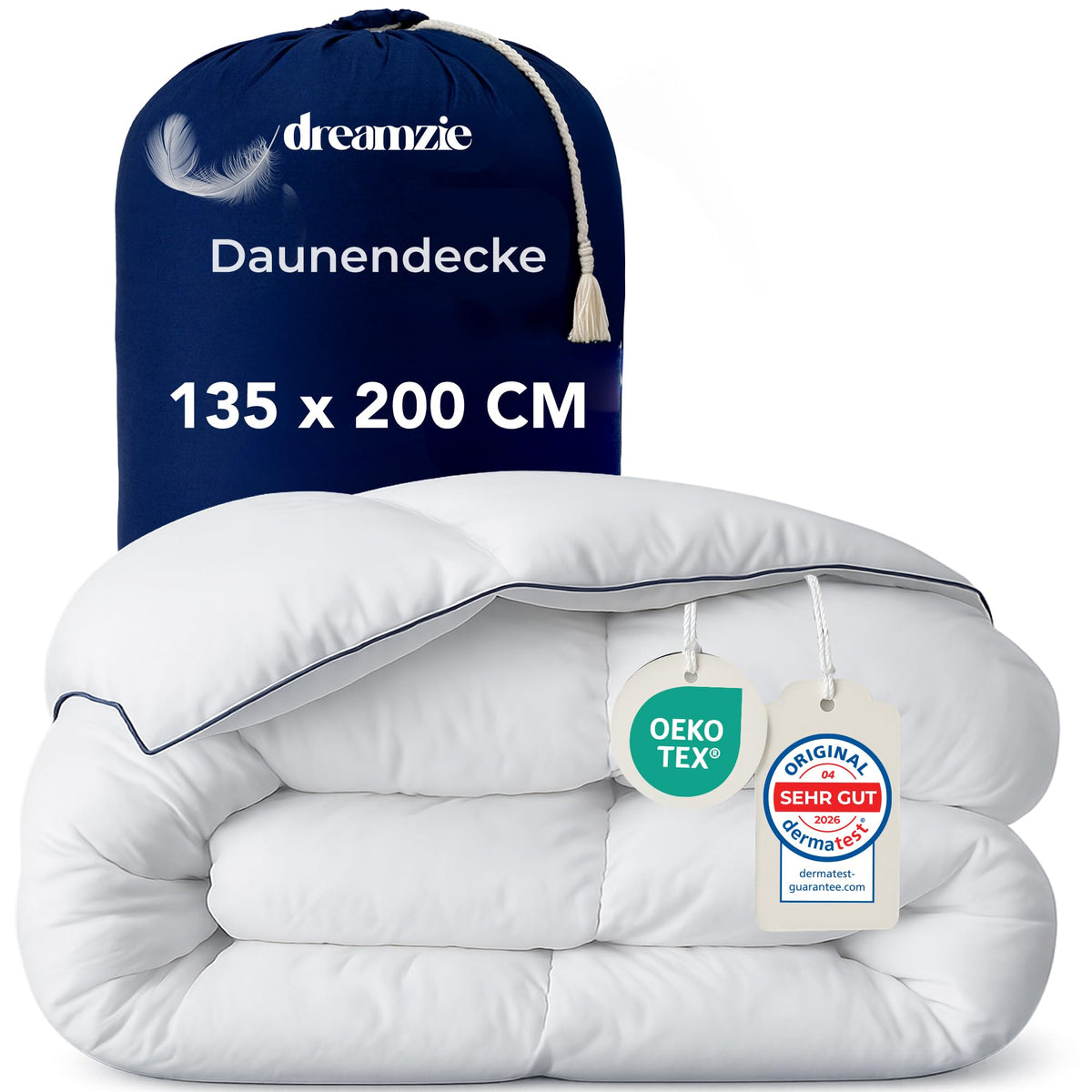 Dreamzie Daunendecke 135x200 cm – Ganzjahresdecke 450 gsm
