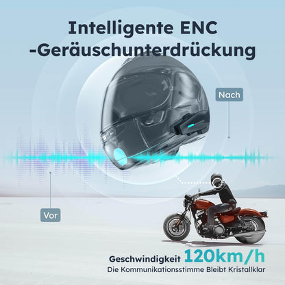 ASMAX S1 Motorrad Bluetooth Headset mit Mesh Intercom, Doppelpack