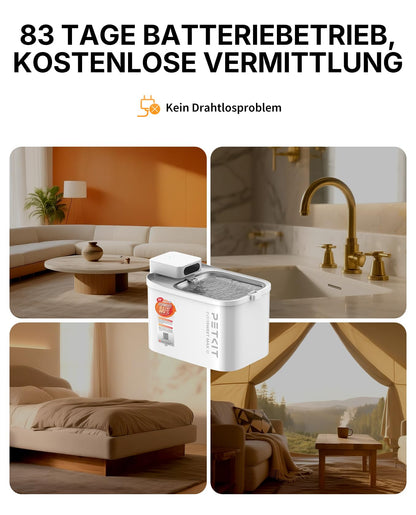 PETKIT Intelligenter Trinkbrunnen 3L, Edelstahl, kabellos mit App