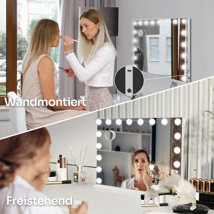 eklipt Hollywood Spiegel beleuchtet 80x60cm – Weiss 18 LED
