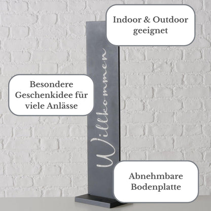 TOPANBIETER 999 Willkommensschild Dekoaufsteller Metall 77 cm schwarz