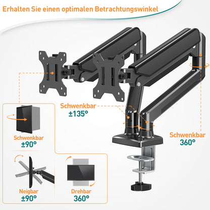 ELIVED Doppel Monitor Arm Gasdruck VESA 13-32 Zoll