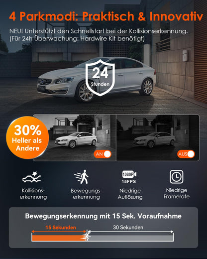 VANTRUE E2 Dual Dashcam 2.7K vorne und hinten, WLAN, GPS, Nachtsicht