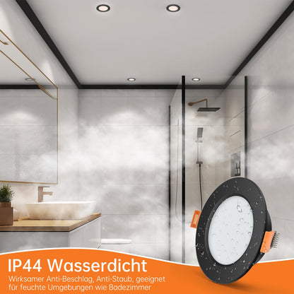 Tomosu LED Einbaustrahler Set 20 Stk. 230V Schwarz 4000K IP44