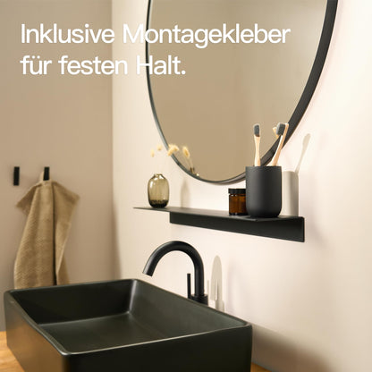 Designfabrik Hamburg Wandregal ohne Bohren, 58 cm, Schwarz