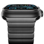 NewWays Edelstahl Gliederarmband für Apple Watch, Schwarz – Ersatzarmband mit Doppelknopf-Faltschliess e
