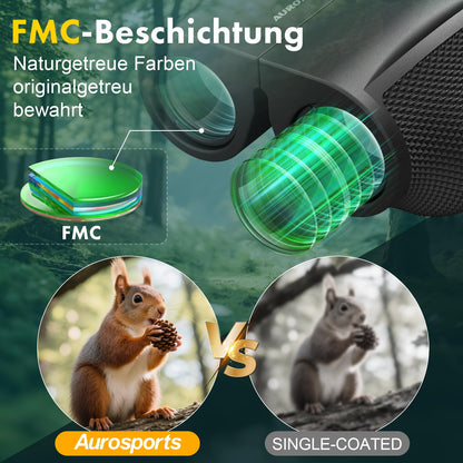 Aurosports 12x32 Fernglas Kompakt für Erwachsene und Kinder