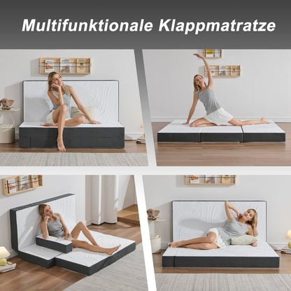 Twirest Faltmatratze Gästematratze 90x200x15 cm grau