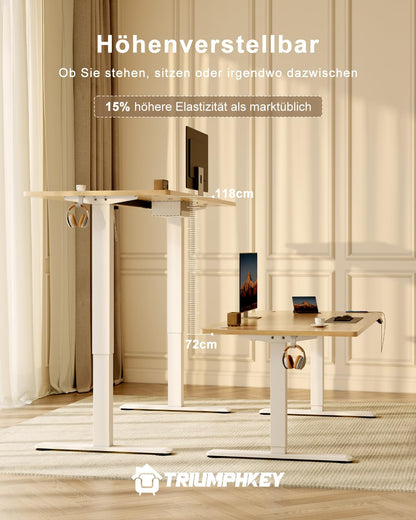TRIUMPHKEY Höhenverstellbarer Schreibtisch 140x70 cm - Elektrisch USB