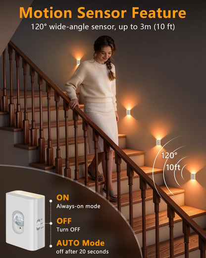 WILLED LED Treppenbeleuchtung mit Bewegungsmelder, 8er Set
