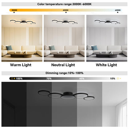 BAYHT Runde LED Deckenleuchte Dimmbar Schwarz 50W mit Fernbedienung