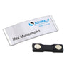 Schmalz Lineo Namensschild aus Aluminium mit Magnet, silber, 10er-Set, gewölbte Form, transparente Kunststoffscheibe