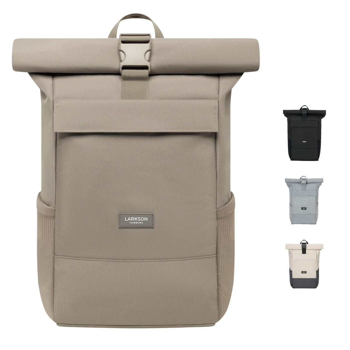 LARKSON No 4 Rolltop Rucksack mit Laptopfach, grau, 16 bis 20 Liter