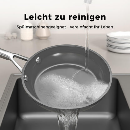 naturepan Pfannenset Keramik 3-teilig 20/24/28 cm Induktion Grau