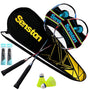 Senston Badmintonschläger-Set Graphit mit 2 Federbällen und Tasche
