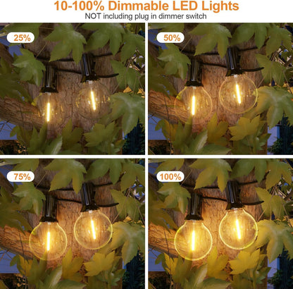 GPATIO LED Lichterkette aussen 30 m mit 50+2 G40 Glühbirnen, IP45